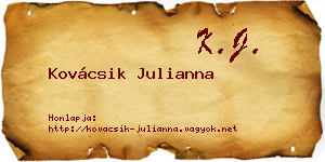Kovácsik Julianna névjegykártya